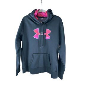 Under Armour Women's XL Gray Hoodie Sweatshirt Logo Long Sleeves Streetwear Casu